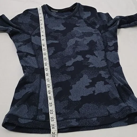 Lululemon Women’s Its Rulu Run Long Sleeve Shirt Camo Jacquard True Navy Size 8 - Picture 7 of 8